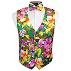 Floral Jacquard Tuxedo Vest and Tie Set