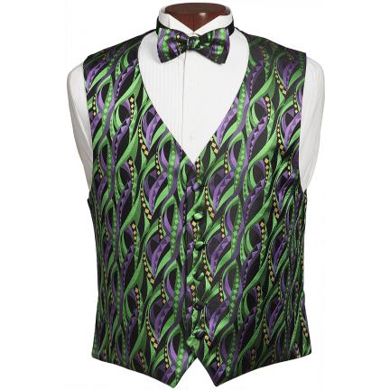 Mardi Gras Bourbon Street Vest and Bow Tie Set