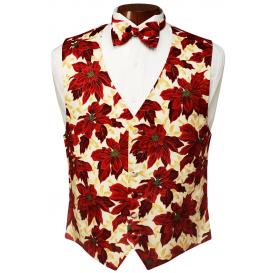 Poinsettia Tuxedo Vest and Bow Tie Set