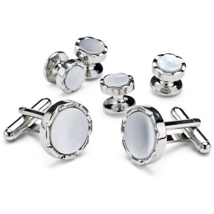 Diamond Cut Mother of Pearl Cuffllinks and Studs