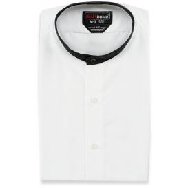 Bello Uomo Black and White Mandarin Collar Tuxedo Shirt