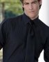 Nova Black Lay Down Collar Striped Tuxedo Shirt