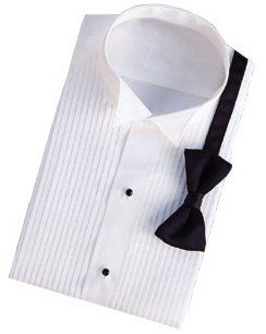 Ladies White Wing Collar Pleat Tuxedo Shirt