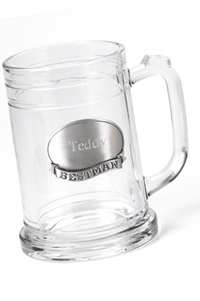 Pewter Medallion Glass Mug