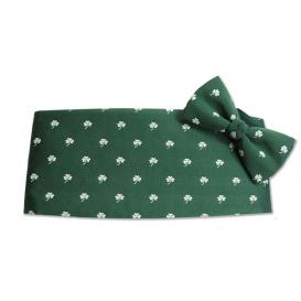 Irish Shamrocks Cummerbund and Bow Tie Set