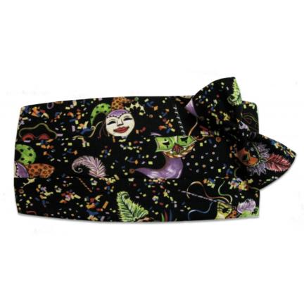 Mardi Gras Carnival Masks Cummerbund and Bow Tie Set