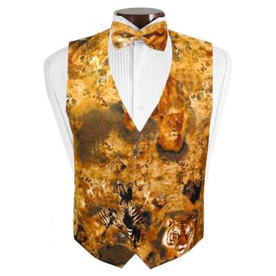 Jungle Animals Vest and Bow Tie Set