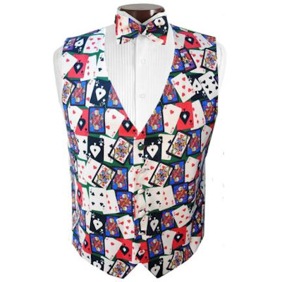 Las Vegas Playing Cards Tuxedo Vest and Bow Tie Set