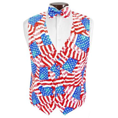 Patriotic Tuxedo Vest and Tie Set