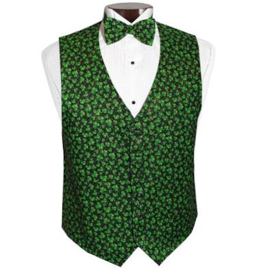 Sparkling Shamrocks Tuxedo Vest and Bow Tie Set