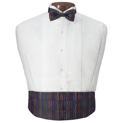 Multicolor Mardi Gras Tuxedo Cummerbund and Bow Tie Set