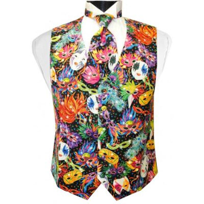 Bal Masque Mardi Gras Vest and 4-in Hand Tie