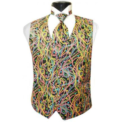 Big Easy Beads Mardi Gras Vest and 4-in Hand Tie