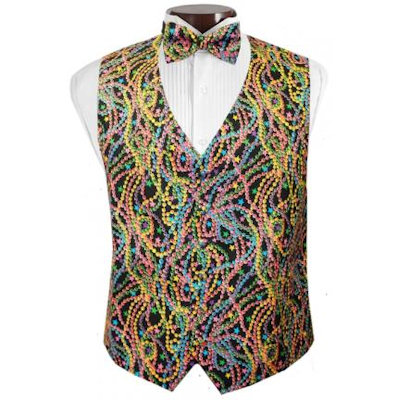 Big Easy Beads Mardi Gras Vest and Bow Tie