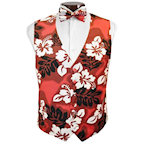 Hawaiian Hibiscus Tuxedo Vest and Tie Set