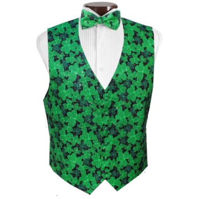 Shimmering Shamrocks Tuxedo Vest and Tie Set