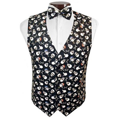 Skull and Funny Bones Vest and Tie Set