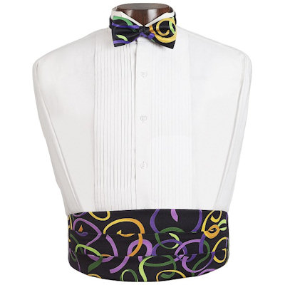 Mardi Gras Fat Tuesday Cummerbund and Bow Tie Set