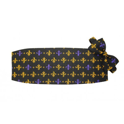 Mardi Gras Fleur de Lis Cummerbund and Bow Tie Set