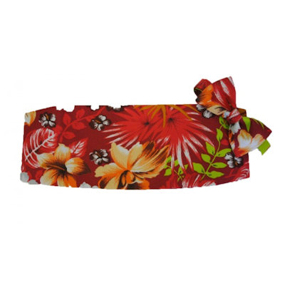 Red Hawaiian Floral Cummerbund and Bow Tie