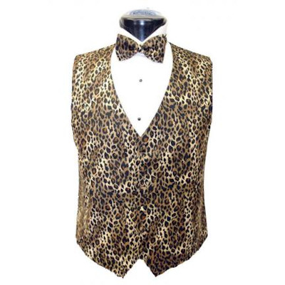 Brown Leopard Vest and Bow Tie Set