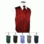 Striped Satin Tuxedo Vest and Tie Set