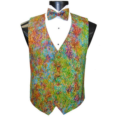 Mardi Gras Batik Vest and Bow Tie Set