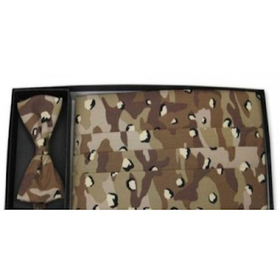 Desert Camo All Cotton Cummerbund and Bow Tie Set