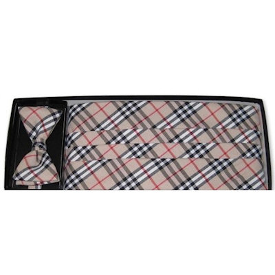 London Plaid Cummerbund and Bow Tie Set