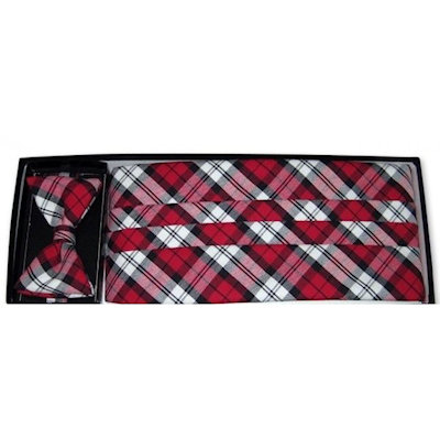 Lumberjack Plaid Cummerbund and Bow Tie Set