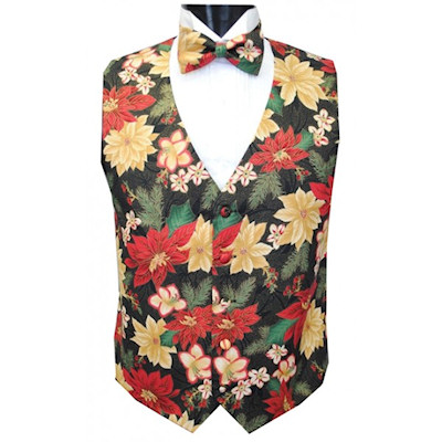 Holiday Poinsettia Vest and Bow Tie Set