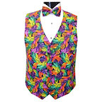 Mardi Gras Plumes Vest and Bowtie