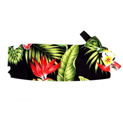 Hawaiian Plumeria and Red Bird of Paradise Cummerbund and Bow Tie Set