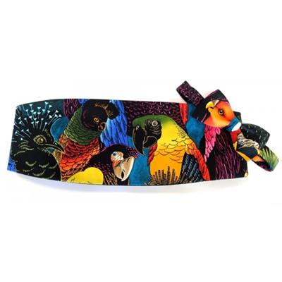 Hawaiian Tropical Birds Cummerbund and Bow Tie Set