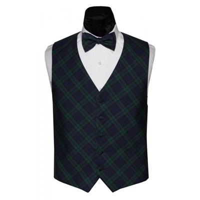 Black Watch Scottish Tartan Plaid Vest and Bow Tie Set