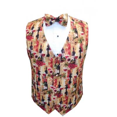 Wine Bottles II Vest and Bow Tie Set