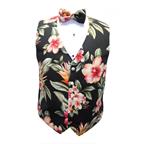 Hawaiian Awaphu, Kokio, Plumeria Floral Paradise Tuxedo Vest and Bow Tie Set