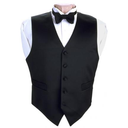 Black Satin Vest and Tie Set