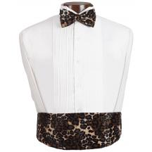 Fuzzy Leopard Cummerbund and Bow Tie Set