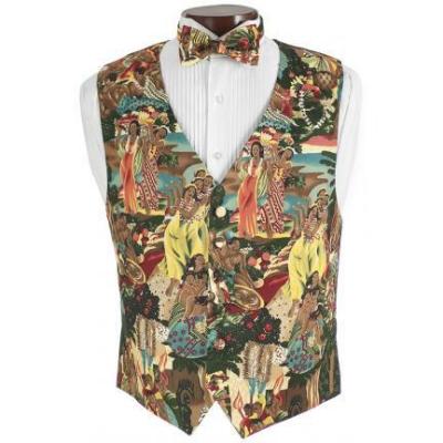 Hawaiian Luau Vest and Bow Tie Set