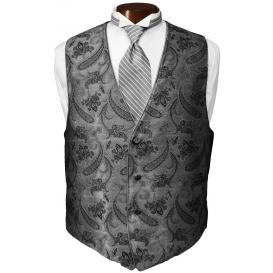 Jean Yves Platinum Paisley Tuxedo Vest and Tie Set