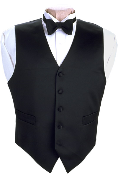 Santana Black Silk Vest and Tie Set