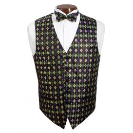 Mardi Gras Diamond Vest and Tie Set