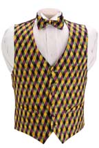 Mardi Gras Harlequin Vest and Bow Tie Set 