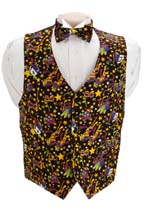 Mardi Gras Mask Vest and Bow Tie Set 