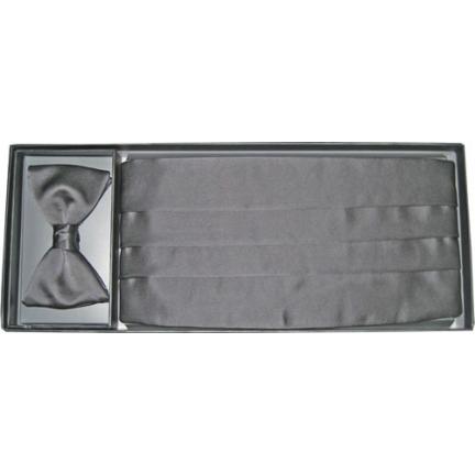 Perry Ellis Solid Silk Cummerbund and Bow Tie Set