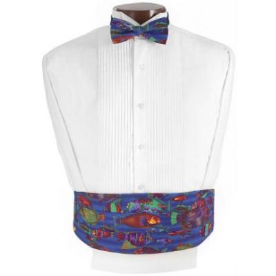 Saltwater Fish Cummerbund and Bow Tie Set