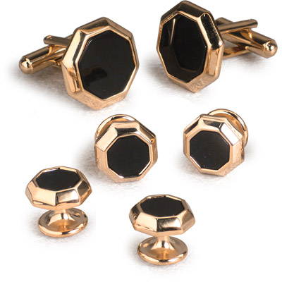 Black Onyx Octagon Cufflinks and Studs