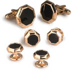 Black Onyx Octagon Cufflinks and Studs