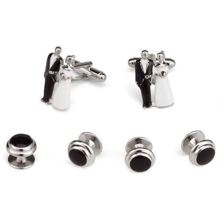 Bride and Groom Cufflink and Stud Set